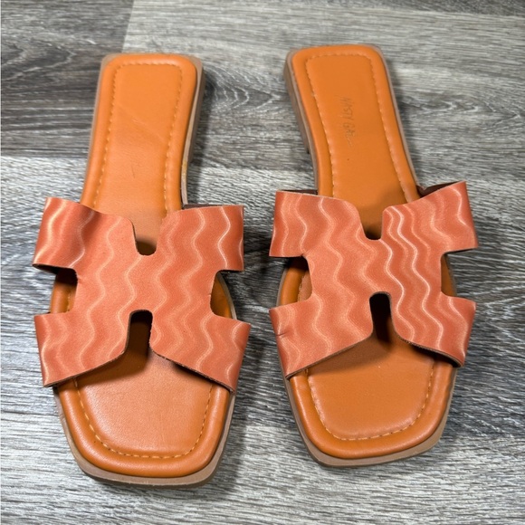 Nasty Gal Shoes Women Sz:8.5 Orange Sandal Slides Y2K Summer Dopamine - Picture 2 of 6